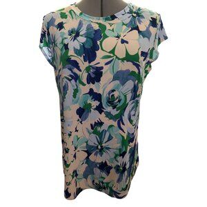 Blue Sol L Floral Cap Sleeve Top Soft Stretchy Chic Versatile Layering